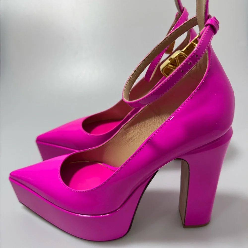 Valentino Garavani Pink Tan-Go Platform Heels Women’s Size EU 39/US 9 - Picture 4 of 10